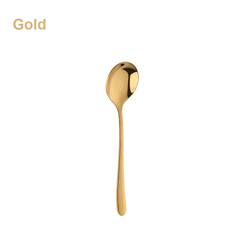 Hemasa Stainless Steel Coffee Tea Spoons /Gold Blue Beautiful Teaspoons/ Mixing Soup Spoon Dinnerware Flatware Christmas Serving Spoon