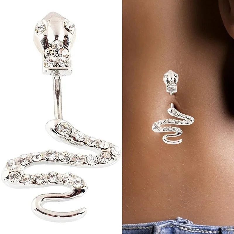 Crystal Belly Piercing Snale Skull Button Rings Bar Barbell Drop Dangle Navel Rings  Nombril Ombligo Ring Women Men Body Jewelry