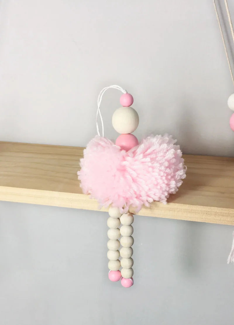 Ballet Dancer Hanging Decoration Nursery Baby Tent Ornament Wooden Beads Girl Room Decor Nordic Photography Props
