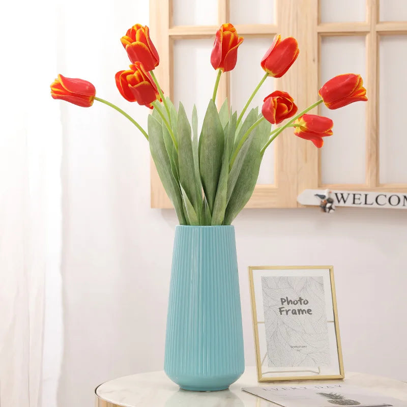 8Pcs Simulation Feel Moisturizing Big Tulip Flower Decoration Home Latex Fake Flower Tulip Wedding Bouquet Photography Props