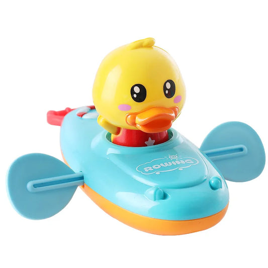 1 pcs Cute Cartoon Bath Toys Classic Water Toy Back Rowing Boat  Baby Bathing Swim Duck Chain Clockwork Toy for Children