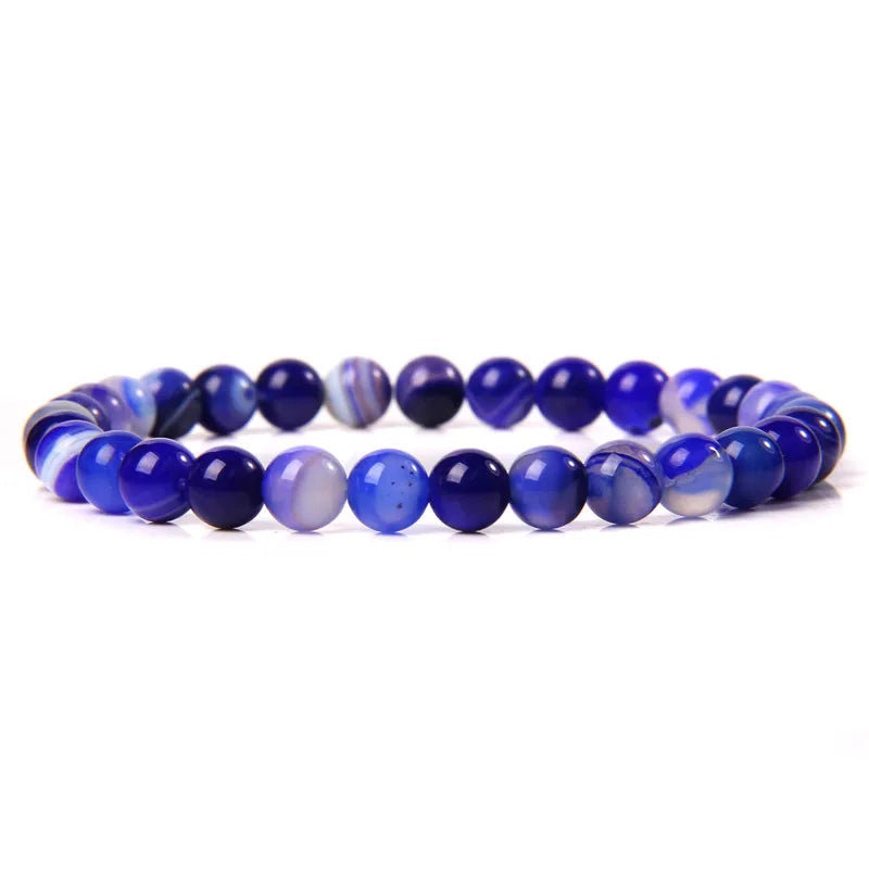 Hemasa 6mm Natural Stone Beads Bracelet/ Blue Tiger/ Eye lapis lazuli Beads Stretchable  Bracelet for Women Men Yoga Energy Jewelry