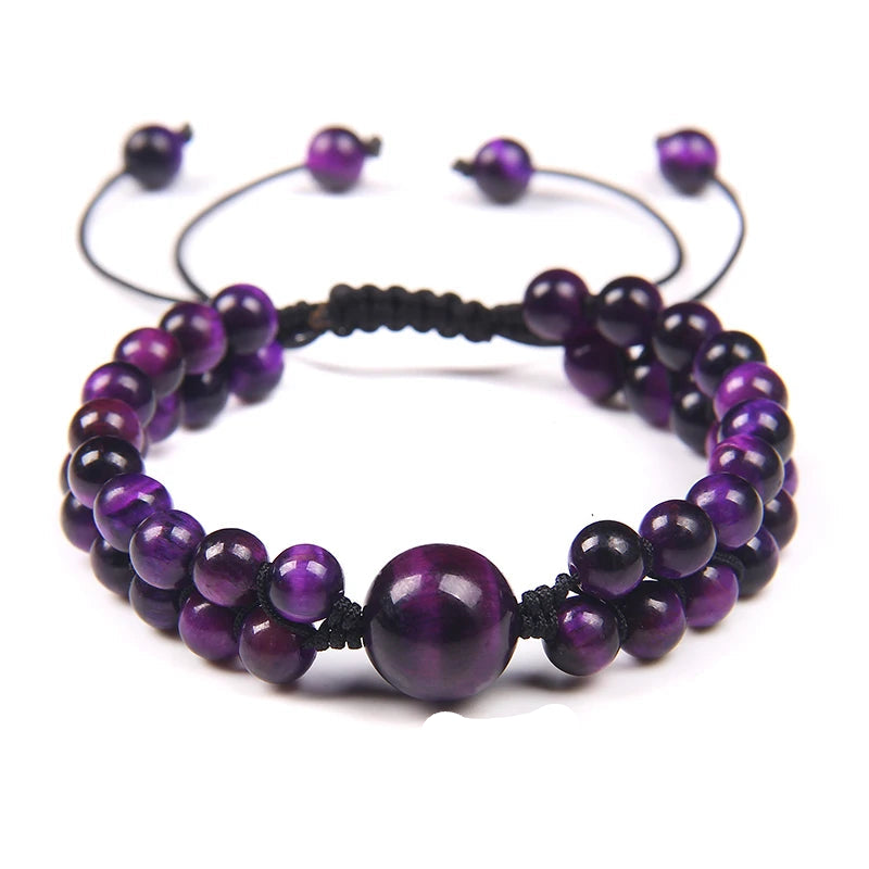 Tejesa Double Layer Handmade Braided Bracelet Buddha Natural Tiger Eye Stone Beads Bracelets For Women Men Wristbands Exquisite Jewelry