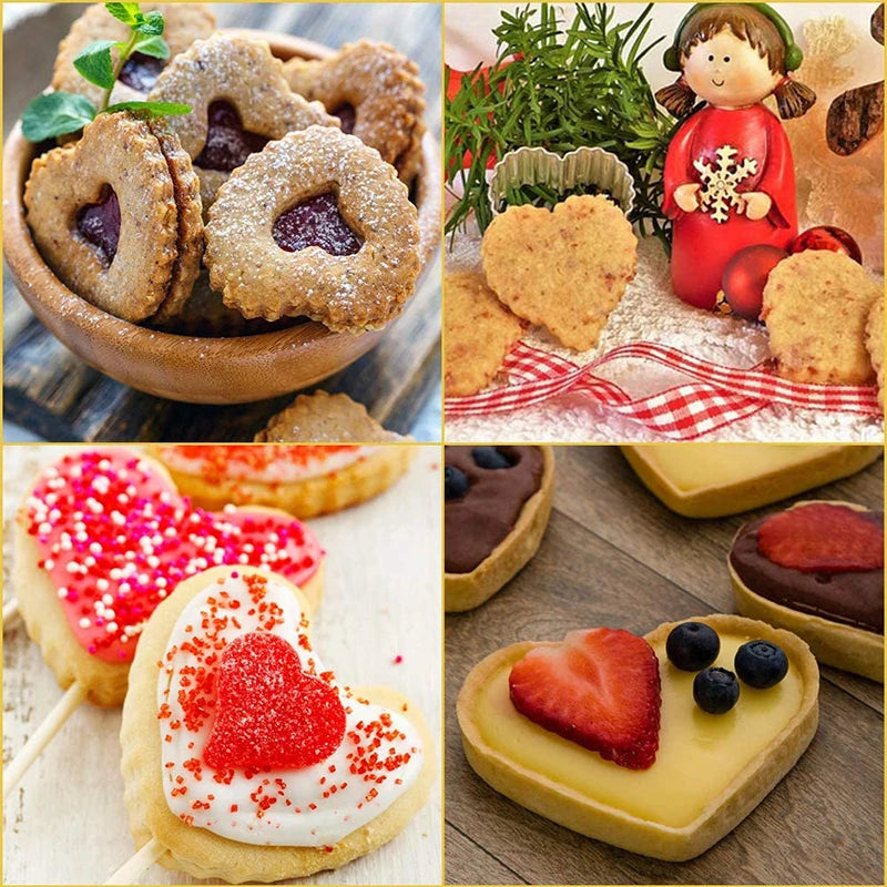 Tejesa 6Pcs Heart Shape Mini Tart Pan Set 4 Inch Nonstick Quiche Pan With Removable Bottom Cake Mold Carbon Steel Tart Tins Baking Tray