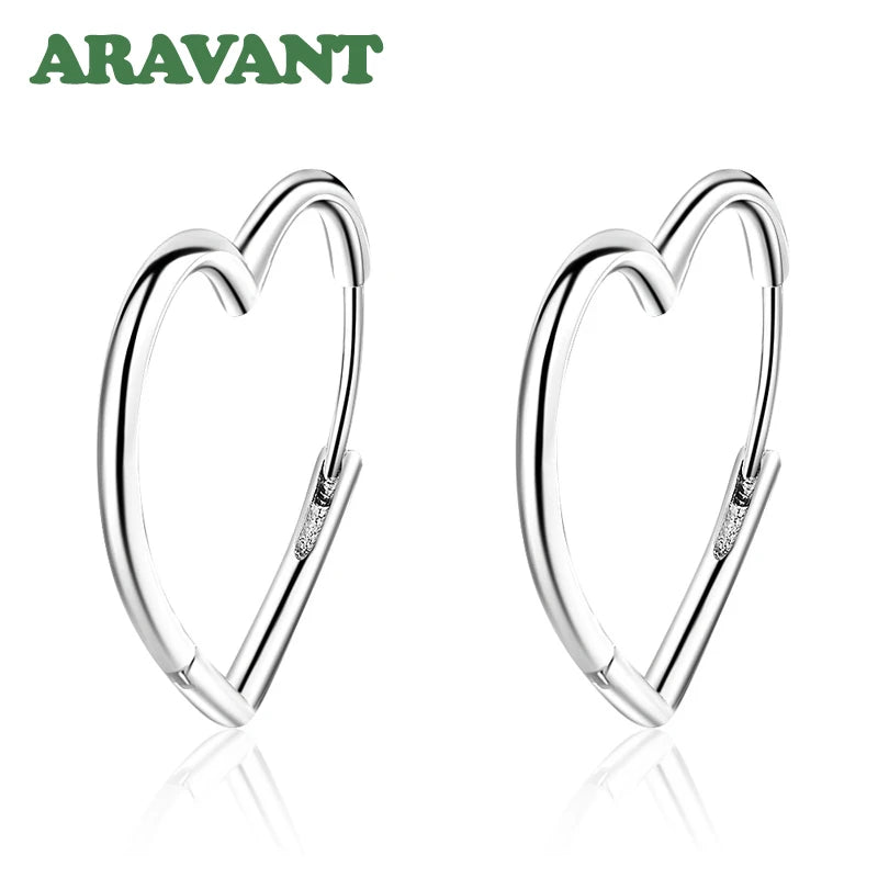 Hemasa  925 Silver Heart Hoop Earring For Woment