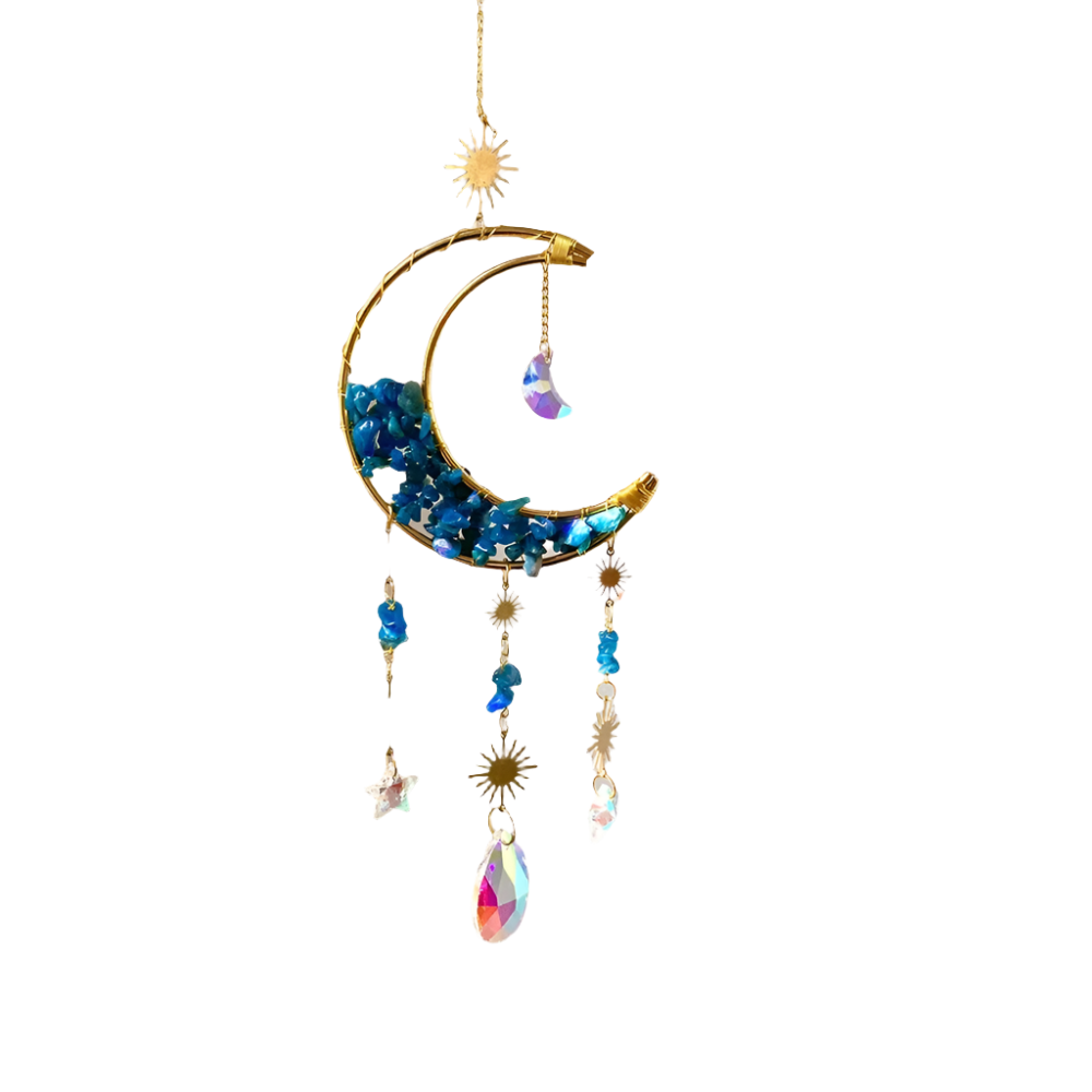 Hemasa Natural crystal handmade hanging sun catcher crystal sun catchers hanging prism /Rainbow maker Moon shape crystal sun catchers