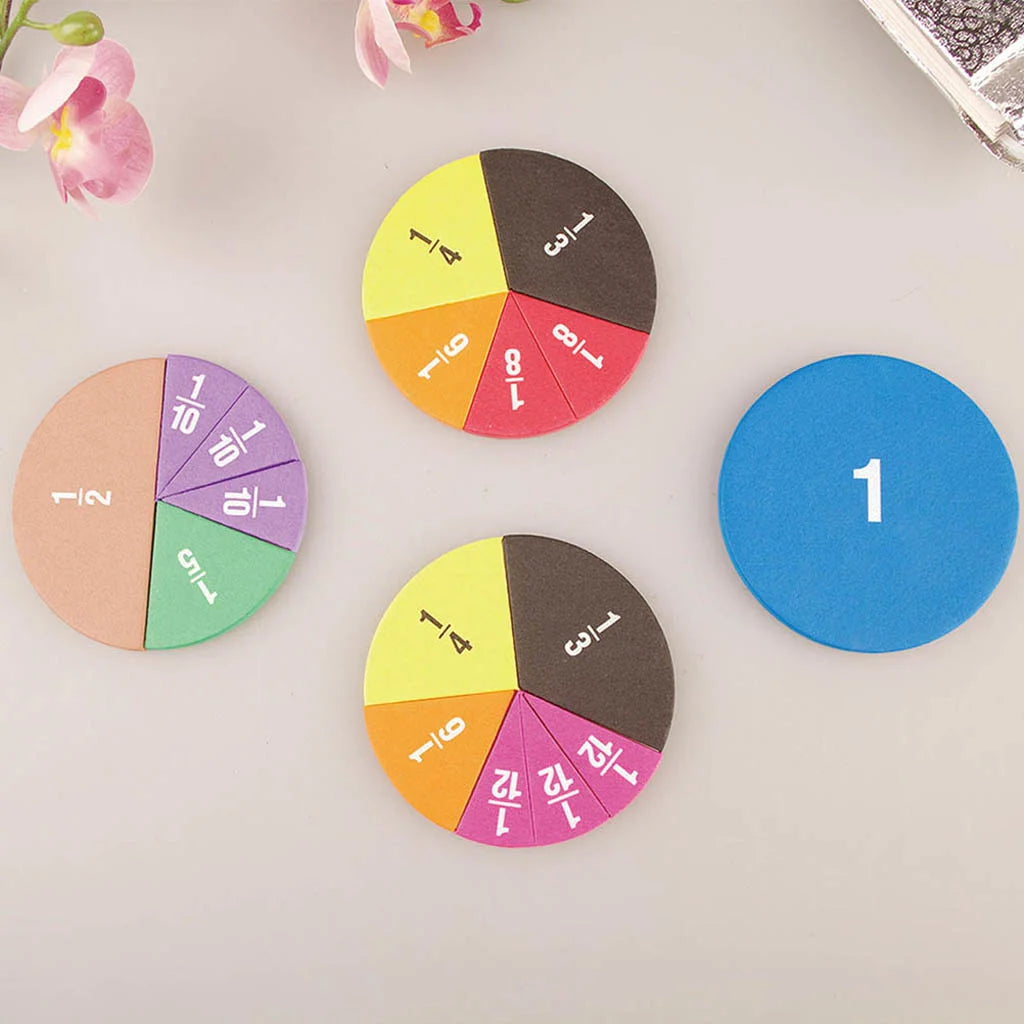 Fractions Math Teaching Tool EVA Round Shape Instrument Kids Montessori Early Educational Math Development School STEM Toy Gifts