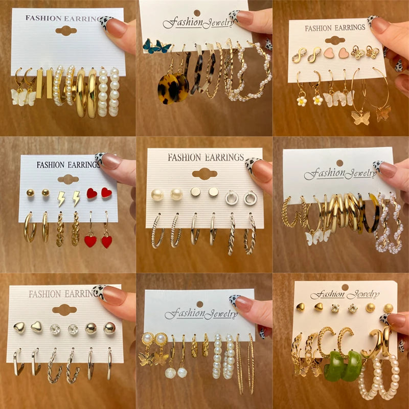 Hemasa  Butterfly Leopard Earring Set Star Moon For Women /Girls