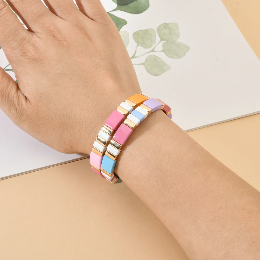 Hemasa  Boho Enamel Tile Beaded  Bracelet  For Girl/Women