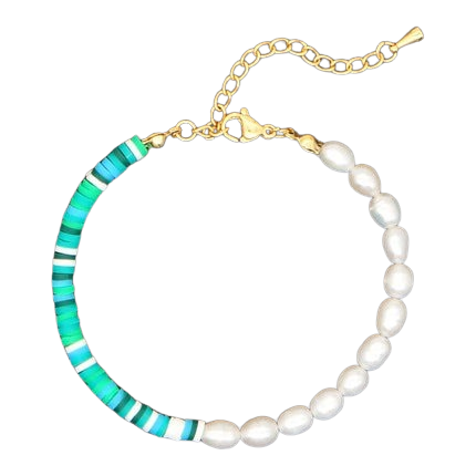 Hemasa  Women  Polymer Clay Summer Beach Freshwater  Pearl Bracelet