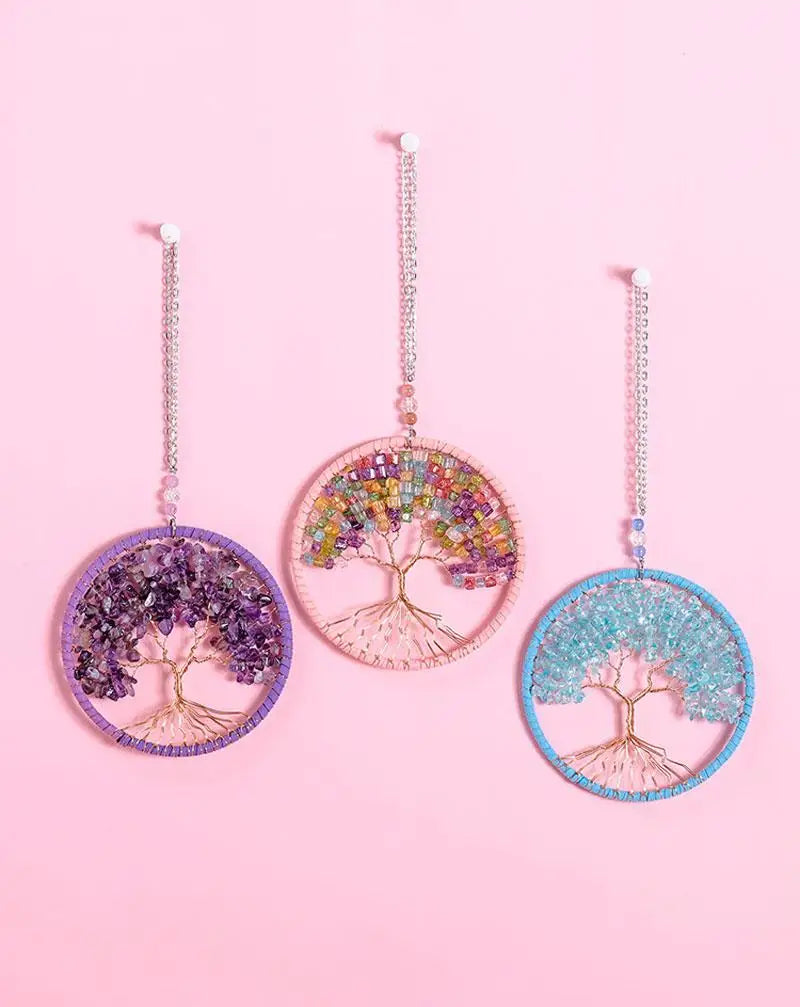 New Girl Heart Dream Catcher National Feather Ornaments Lace Ribbons Feathers Wrapped Lights Girls Room Decor Dreamcatcher