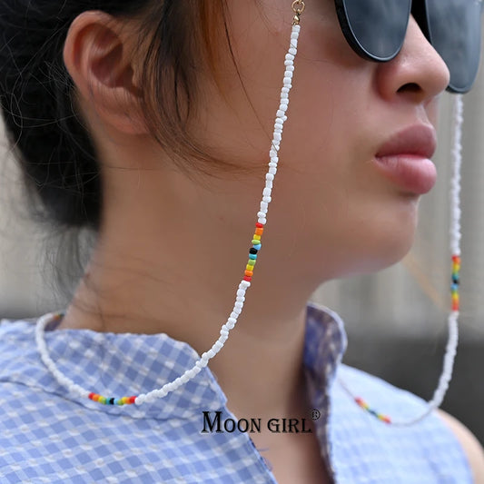 Seed Bead Mask Chain for Glasses Women Rainbow Straps Sunglasses Necklace Silicone Eyeglasses Glasses Holder Fashion Accessories