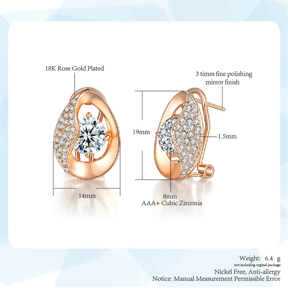 Hemasa Cubic Zirconia Tear Drop Rose Gold  Stud Earrings For Women