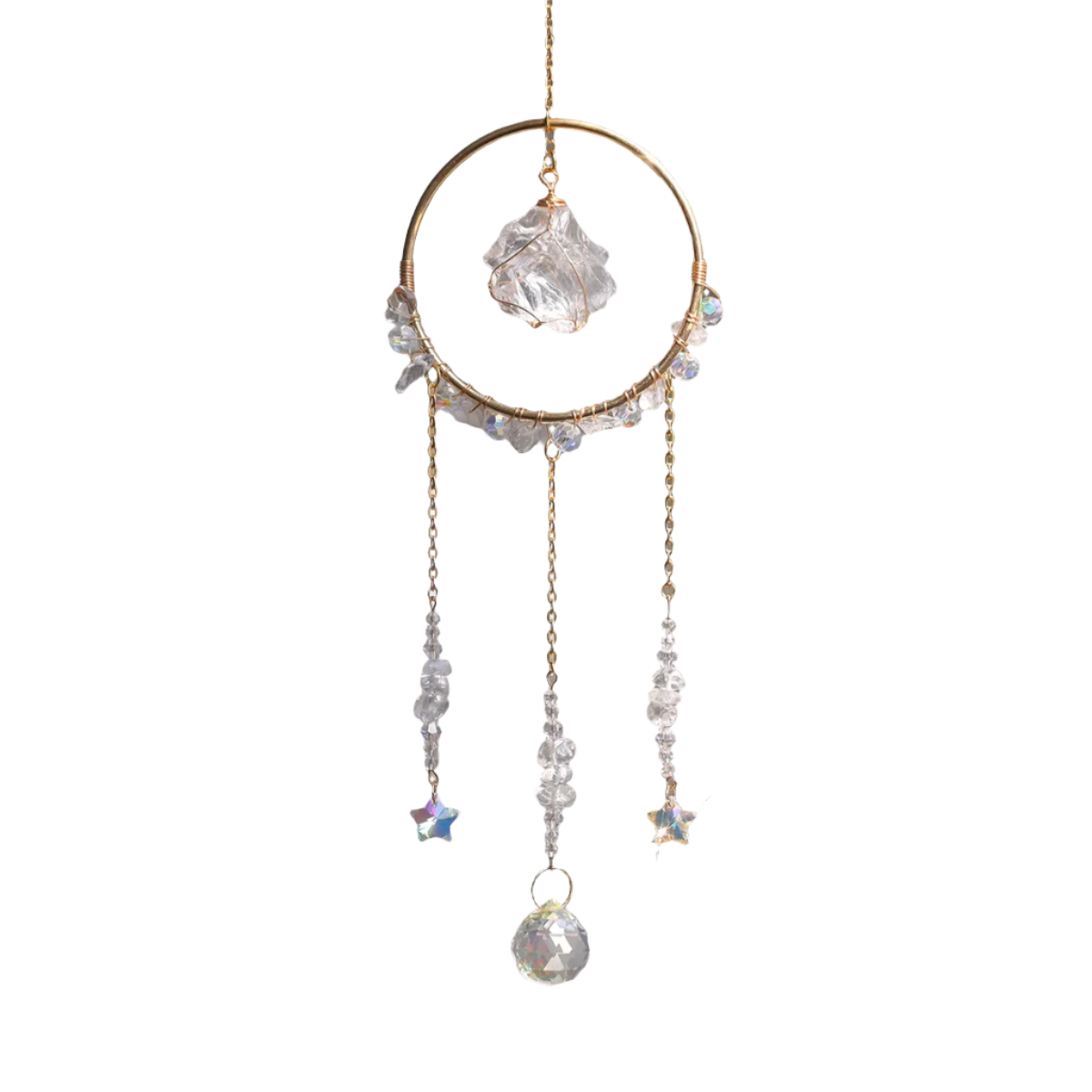 Hemasa   Natural  crystal sun catcher   with gemstones crystal crafts wind chime