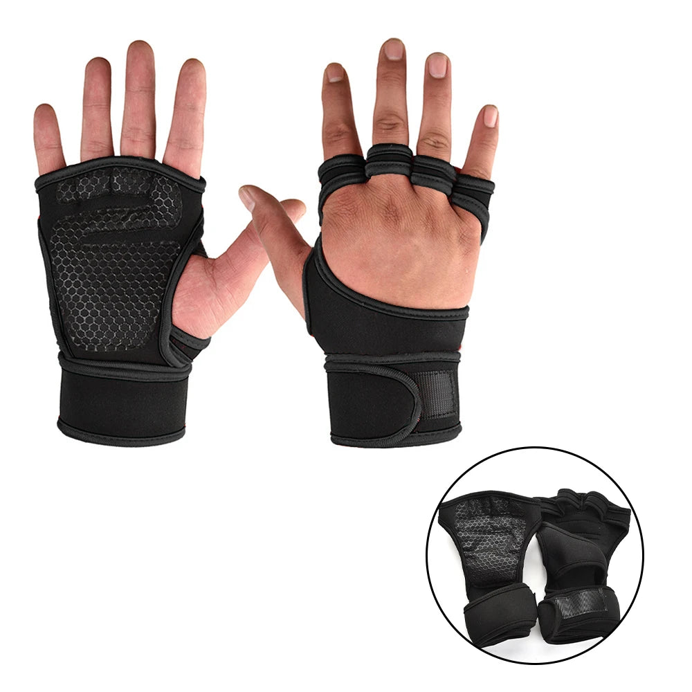 He,Asa 1 Pairs Weightlifting Training Gloves for Men Women Fitness Sports Body Building Gymnastics Gym Hand Wrist Palm Protector Gloves