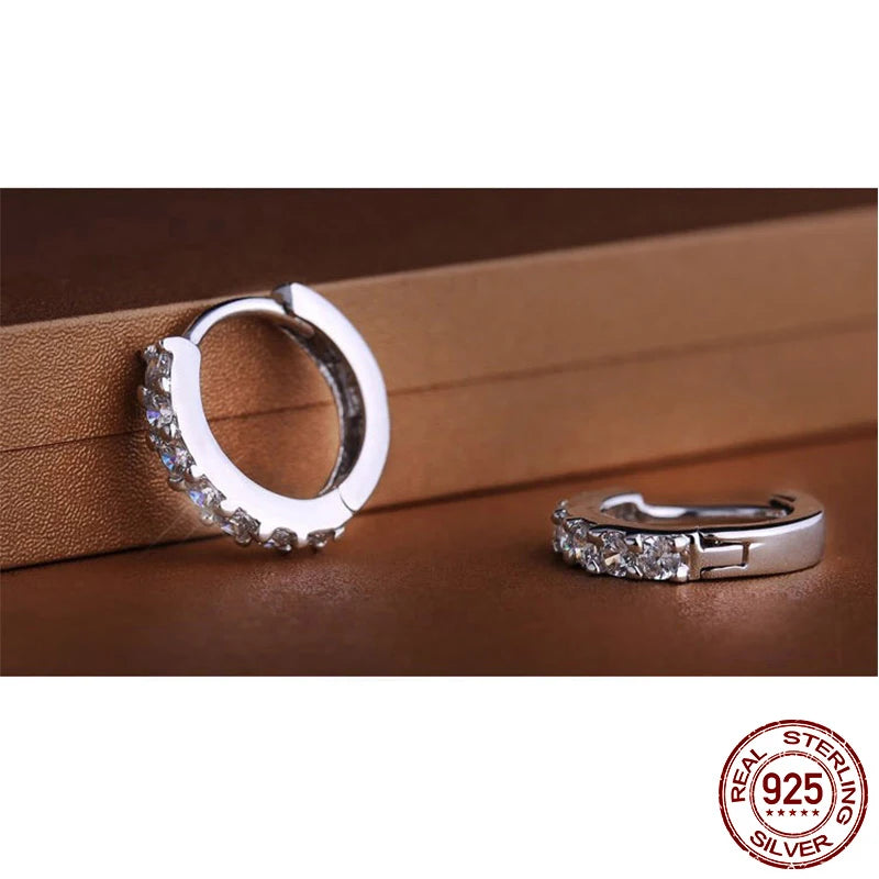 Hemasa 925 Sterling Silver Crystal Circle Earring For Women