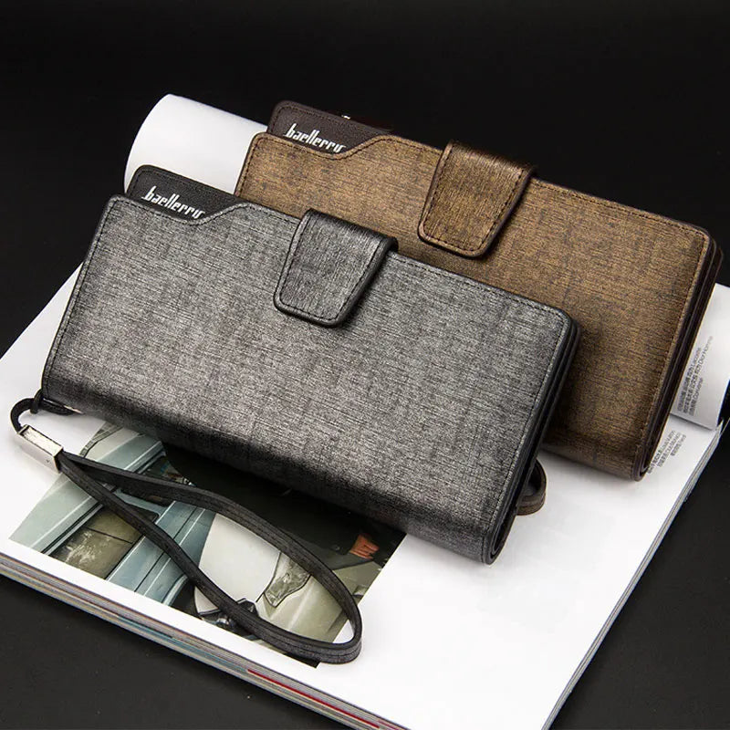 Hemasa PU Leather Long  Wallet Casual Men Purse Zipper Multi-function Wallets