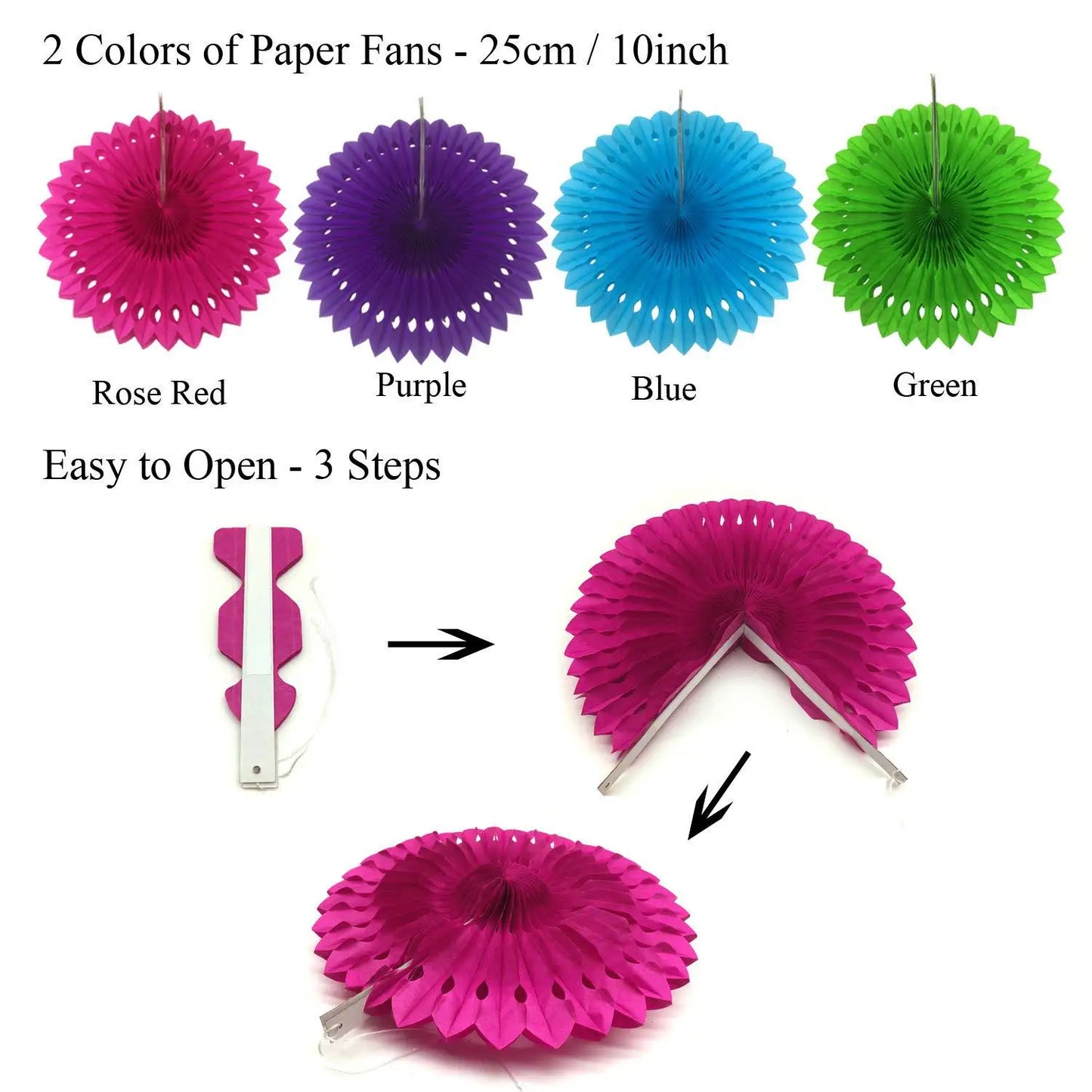 Hemasa 21 pcs Paper Fans Bunting Flags Pom Poms Flowers Garland For Ramadan Decoration Wedding Baby Shower Birthday Party Room Decor