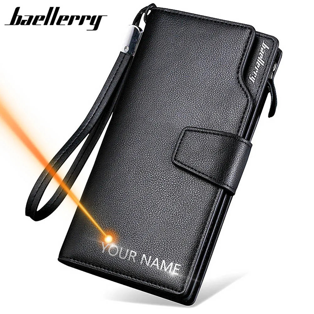 Hemasa PU Leather Long  Wallet Casual Men Purse Zipper Multi-function Wallets