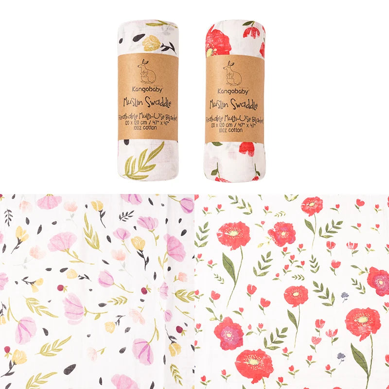 Tejesa 2pcs Set 100% Cotton Baby Muslin Swaddle Blanket / Newborn Bath Towel / Infant Wrap