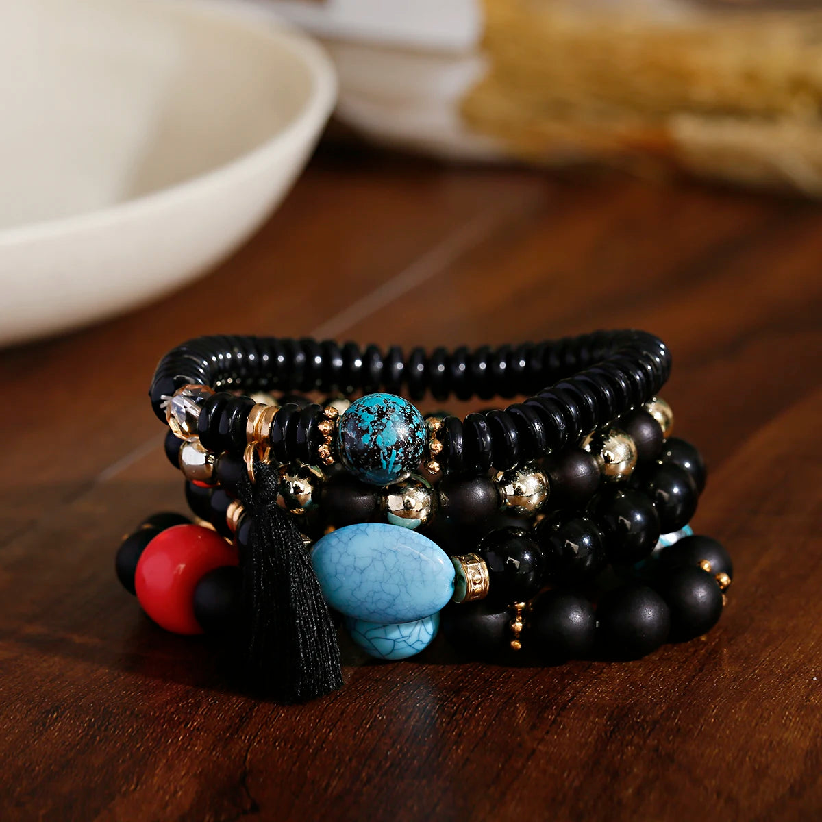 3pcs/set Bohemia Multilayer Crystal Stone Beads Tassel Charms Bracelets & Bangles Pulseras Mujer Boho Bracelet for Women Gift