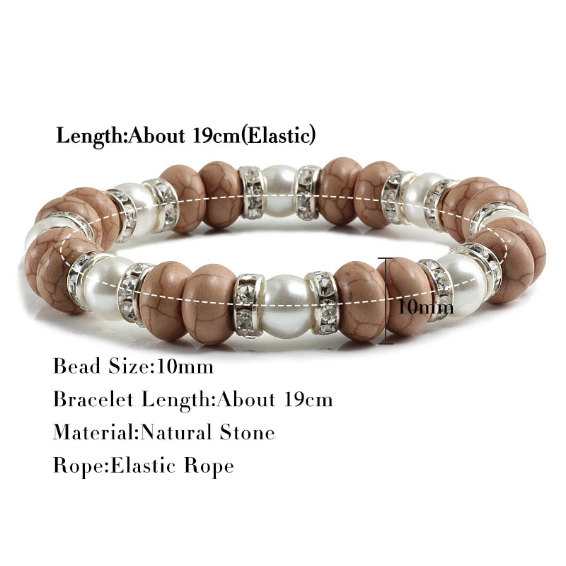 Multicolors Charm Women Beads Bracelets White Crystal Natural Stone Stretch Bracelet Pearl Yoga Jewelry Friendship Gift pulseira