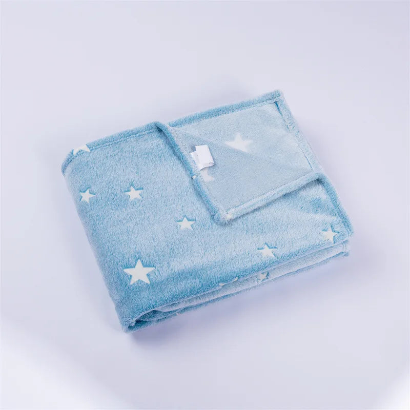 Hemasa Sky Blue Stars Luminous Glow in Dark  soft Kids Napping Blanket Magical Dress for New Year 2022