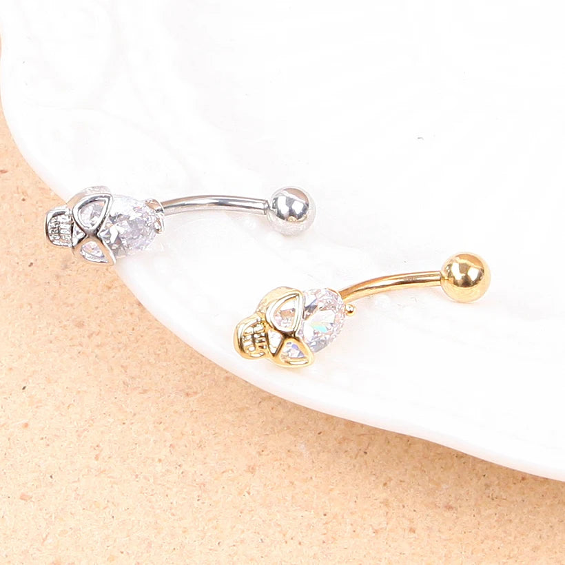 Crystal Belly Piercing Snale Skull Button Rings Bar Barbell Drop Dangle Navel Rings  Nombril Ombligo Ring Women Men Body Jewelry