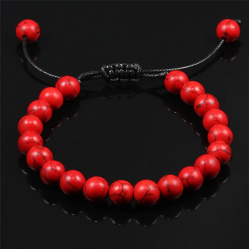 Tiger Eye Stone Beads Bracelet Braided Rope Adjustable Black Lava Charm Healing Balance Beaded Bracelets for Men Women Jewelry
