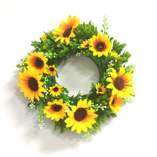 Summer Sunflower Garland Home Decor Artificial Flowers Wreath For House Front Door Decoration Wall Hanging