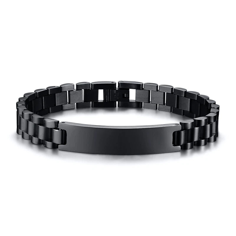 Vnox Customize TO DAD Bracelets for Men Glossy Stainless Steel Link Chain Engrave Thanks Quotes Casual Qualified Jewelry Gift