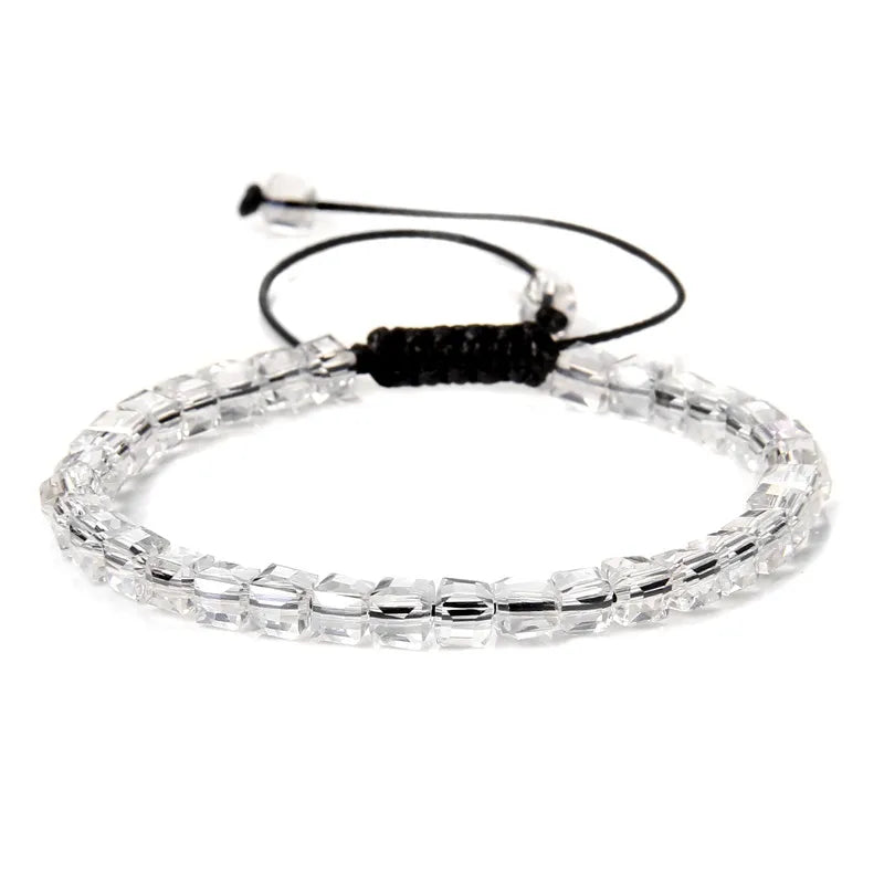 Tejesa 4MM Cube Crystal  Colourful Crystal Braided Bracelet Adjustable Handmade Thin Jewelry