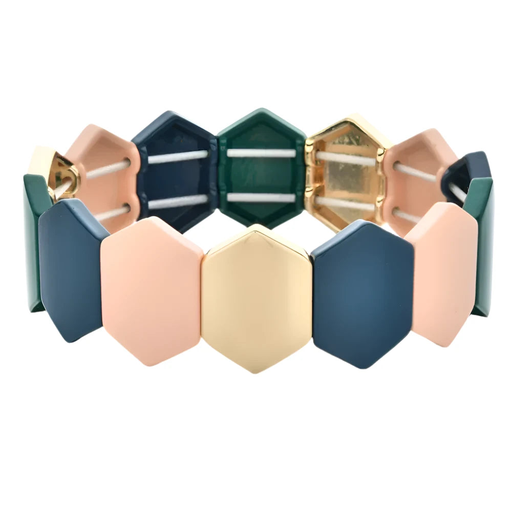 Hemasa  Big Geometric Enamel Tile Beaded Bracelet for women/girls