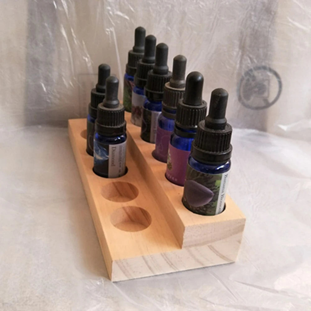 11 Compartments Essential Oil Display Stand Shelf Wooden Exquisite Rack With 11 Grooves Can Hold 15ml Bottles #W0