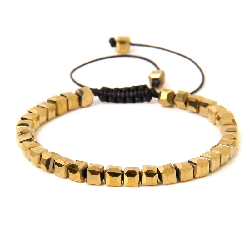 Tejesa 4MM Cube Crystal  Colourful Crystal Braided Bracelet Adjustable Handmade Thin Jewelry