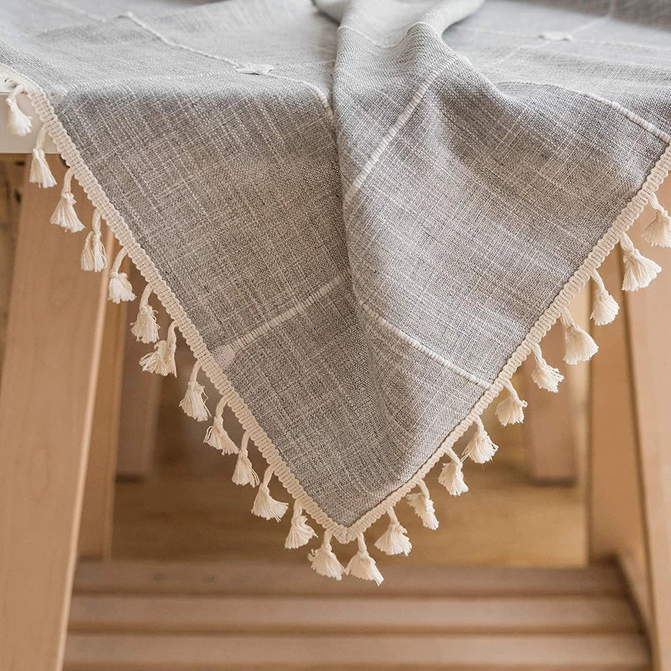 Tablecloth Embroidered Ribbons Rectangle Size Heavy Table Cover Cloth for Kitchen Dinner Restaurant Wedding Party Decoration