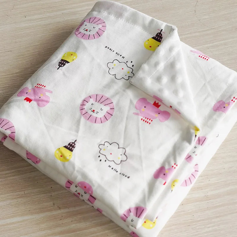 Tejesa Knitted Cotton bean fleece double-sided baby blanket swaddle children's blanket cartoon soft and comfortable newborn quilt
