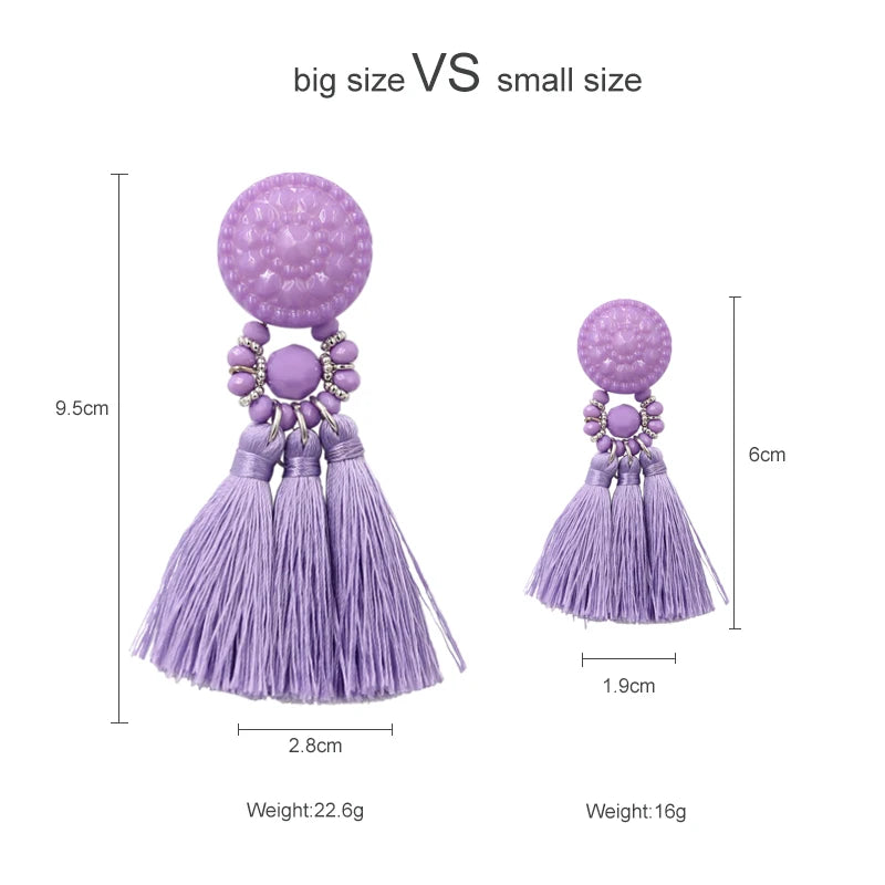 Bohemia Tassel Earrings for Women Green Multi-color Beads Fringe Earring Summer Earing Boucle D'oreille Pendante New