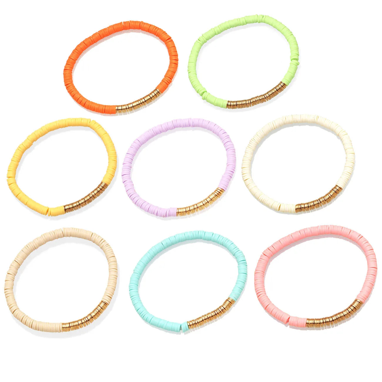 Hemasa 5mm  Polymer Clay Heishi Beads Stretch Bracelet Women /Girl