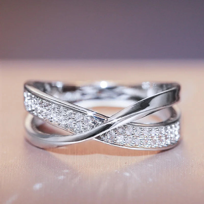 Huitan Delicate Simple Cross Female Ring Love Jewelry Valentines Anniversary Gift Suit Various Occasions Fashion Women Jewelry