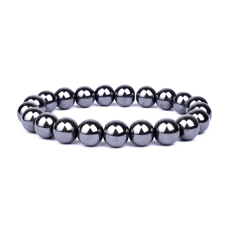 Hemasa Natural Black Obsidian Hematite Tiger Eye Beads Bracelets