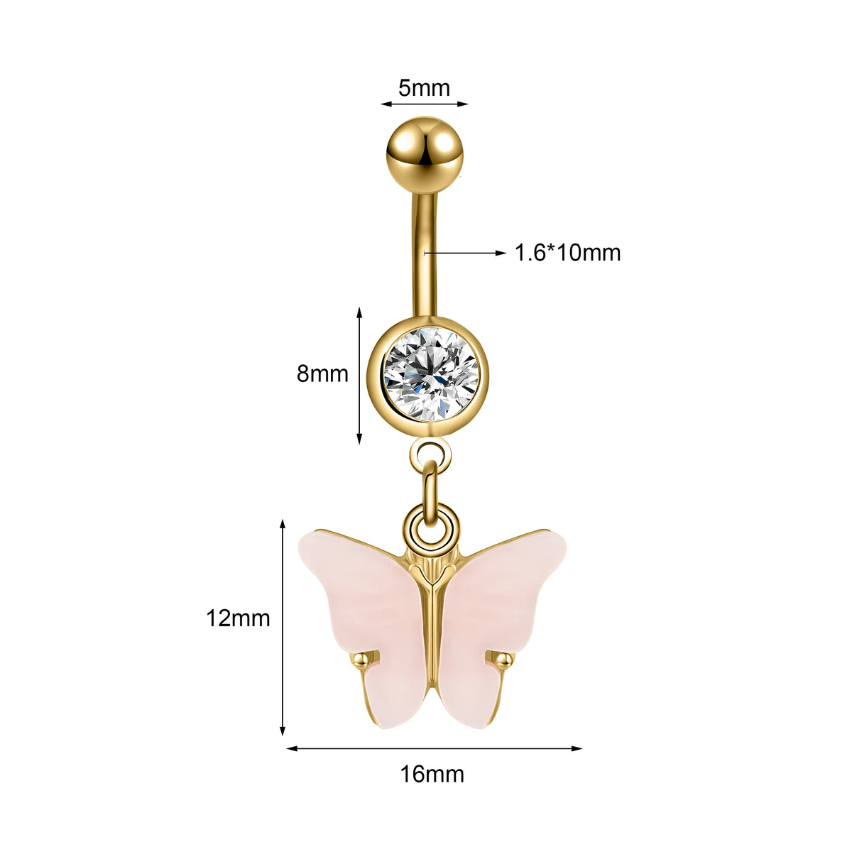 ZS 14G Bat Belly Button Ring Crystal Bat Navel Piercing Black Plated Body Piercing  Red Zircon Bat Belly Piercing Jewelry Women