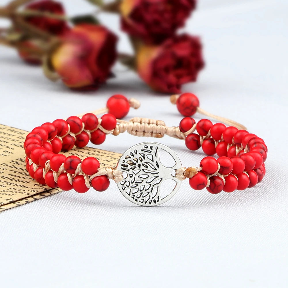 4mm Natural Stone Adjustable Charm Braided Beads Bracelets&Bangle Yoga Wrap Bohemia Handmade Fashion Jewelry for Women Men Gifts