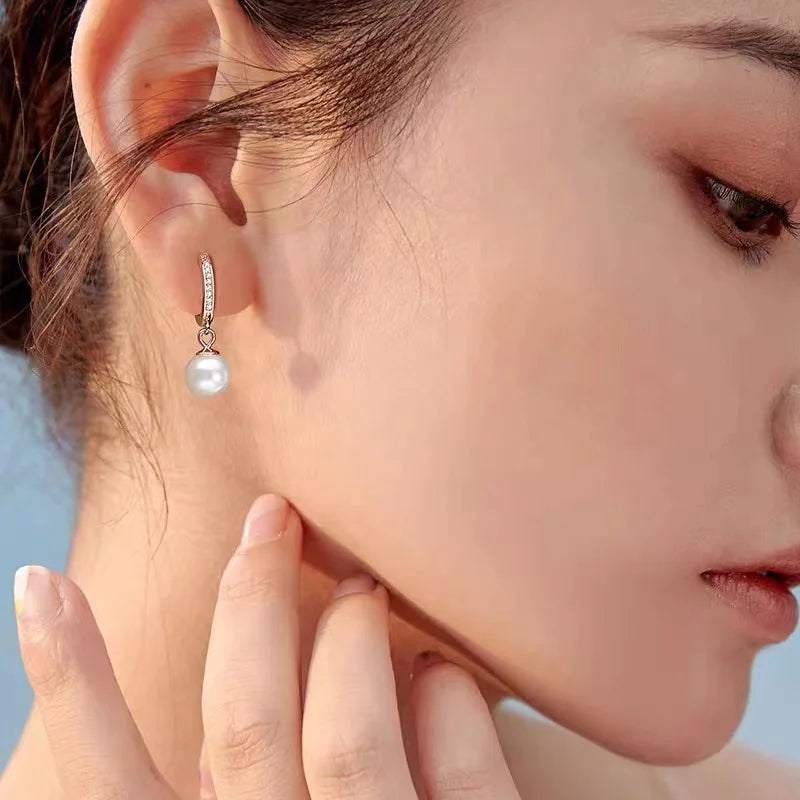 Hemasa Natural Freshwater Pearl 925 Sterling Silver  Earrings  For Women Wedding Gift