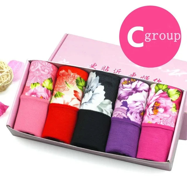 5Pcs Print Panties Women's Underwear Cute Cotton Panties Plus Size Briefs Girl Ladies Lingeries Panty Sexy Underpants For  Women