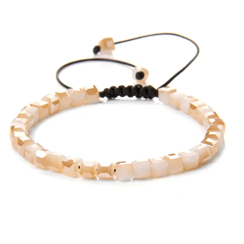 Tejesa 4MM Cube Crystal  Colourful Crystal Braided Bracelet Adjustable Handmade Thin Jewelry