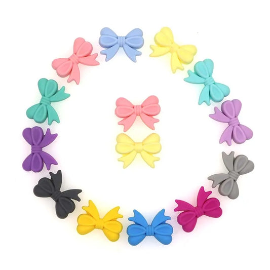 5/10/20Pcs Bow Silicone Beads Silicone Bow Tie Beads For Jewelry Making DIY Pacifier Chain Bracelet Necklace Accessories