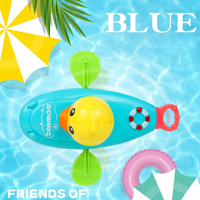 1 pcs Cute Cartoon Bath Toys Classic Water Toy Back Rowing Boat  Baby Bathing Swim Duck Chain Clockwork Toy for Children