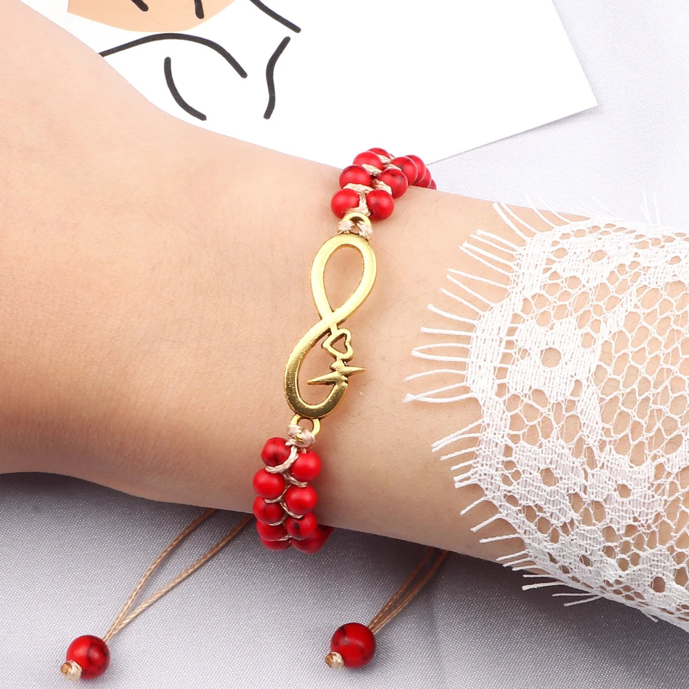 4mm Natural Stone Adjustable Charm Braided Beads Bracelets&Bangle Yoga Wrap Bohemia Handmade Fashion Jewelry for Women Men Gifts