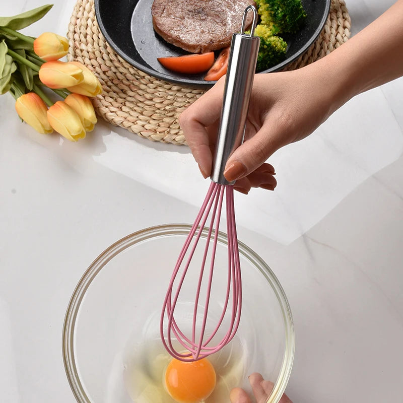 Tejesa 5Pcs Heat-Resistant Cooking Utensils Set Non-Stick Silicone Spatula Whisk Oil Brush Turner Cream Scraper Baking Set Kitchen Tool